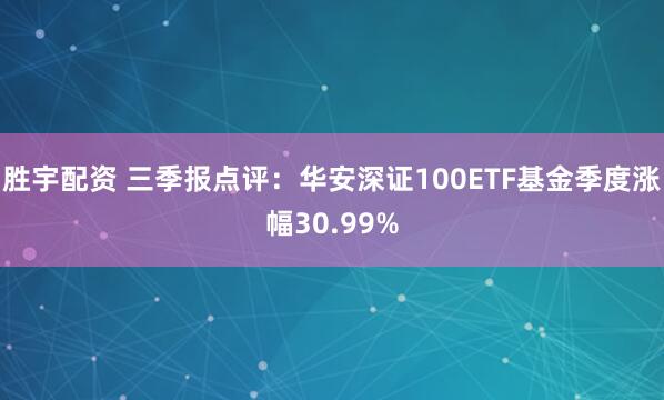 胜宇配资 三季报点评：华安深证100ETF基金季度涨幅30.99%